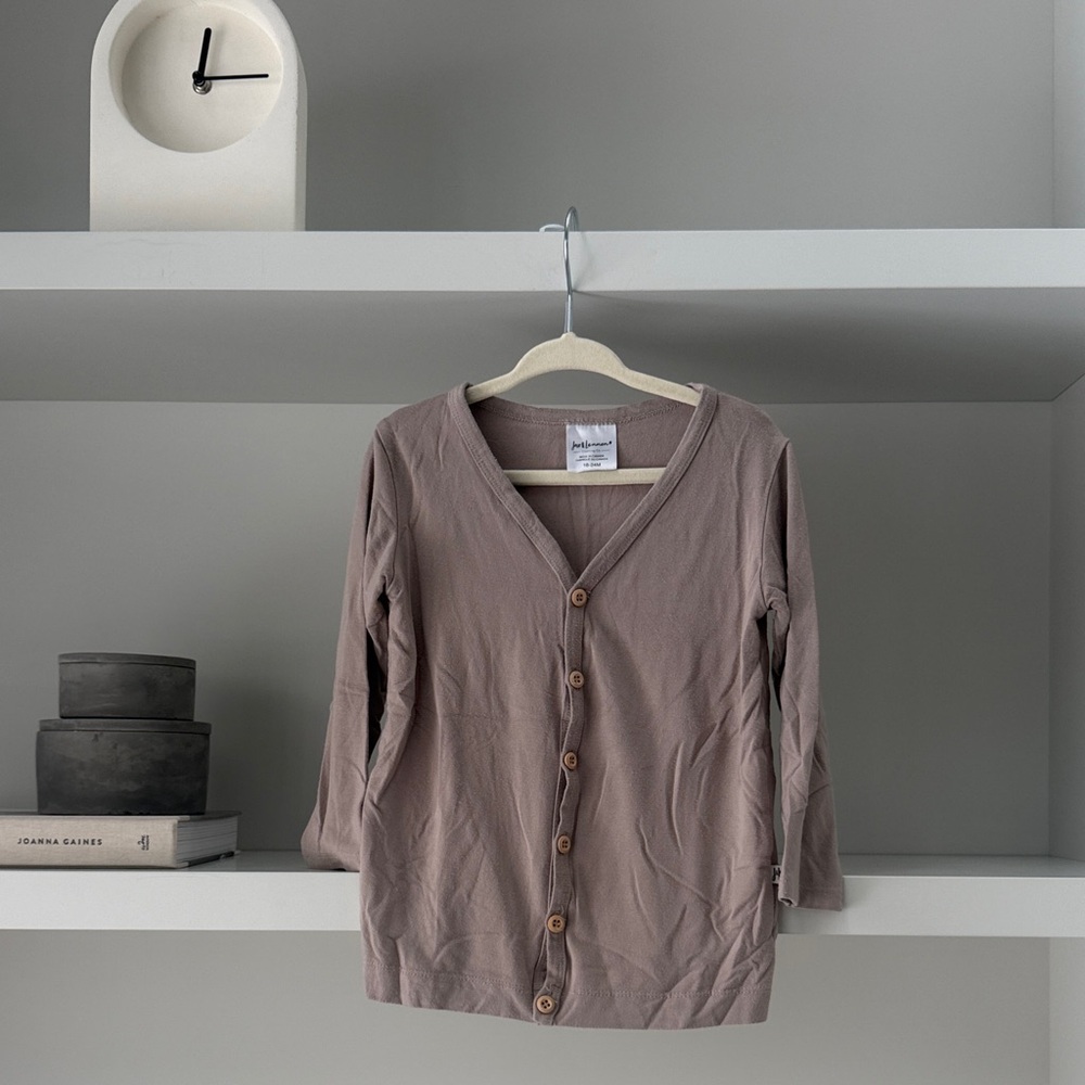Jax + Lennon Mauve-Taupe V-Neck Button Cardigan